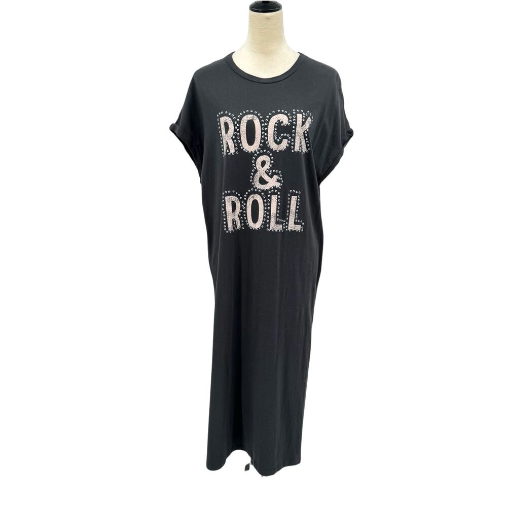 Black Graphic Midi Dress